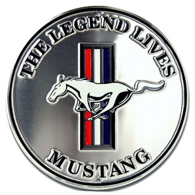 GE Enseigne en aluminum Rond 24'' Argent Mustang Legend